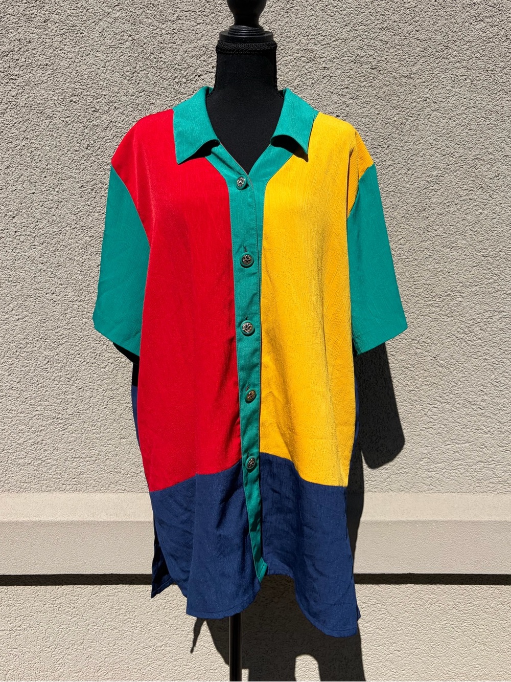 Vintage 90s Color Block Button Up made in USA